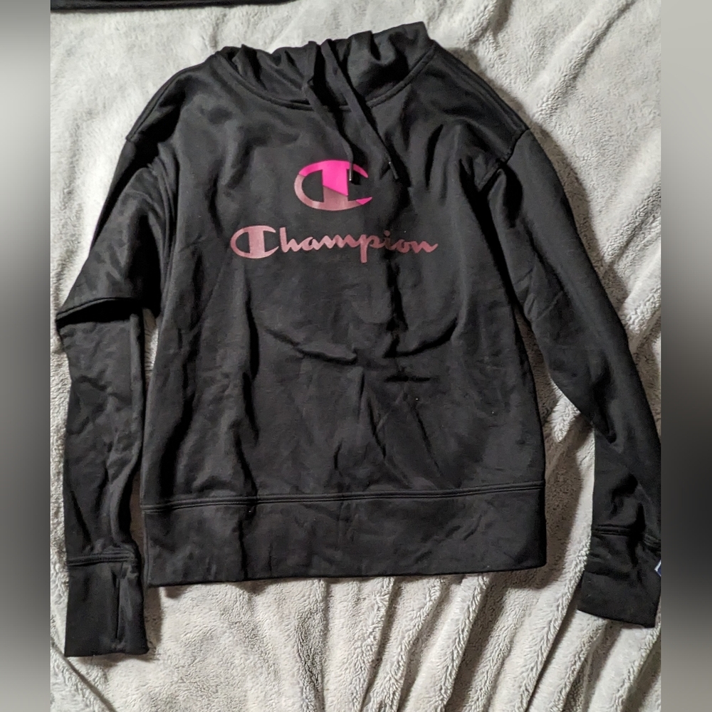 NWT Champion Hoodie Sweatshirt Small Black Pink